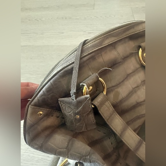 YSL Muse Embrossed Croc Suede With Leather Large Handbag - Picture 9 of 12